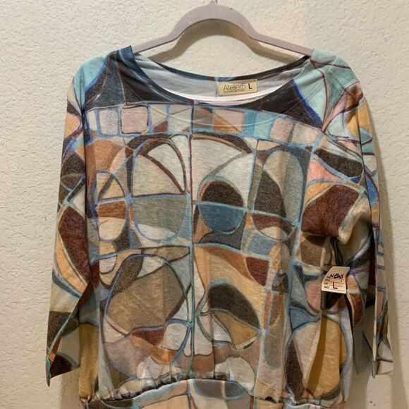 Atelier 5 art to wear 3/4 sleeve by a community of artists size L - Picture 2 of 5
